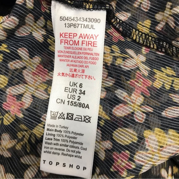 Topshop Black Floral Balloon Blouse - Picture 6 of 7